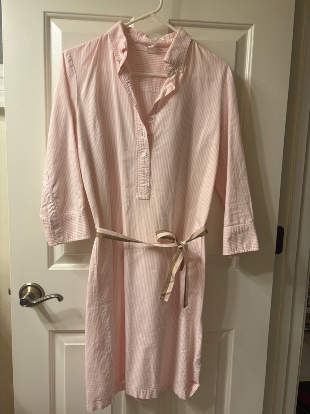 J. Crew Pink and White Striped Cotton Shirt